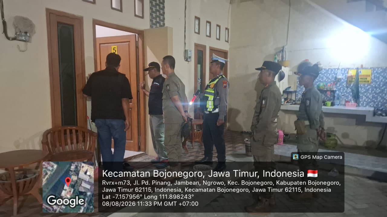 Patroli Gabungan Polri dan Satpol PP Sasar Warung dan Rumah Kos, Ciptakan Bojonegoro Aman dan Kondusif
