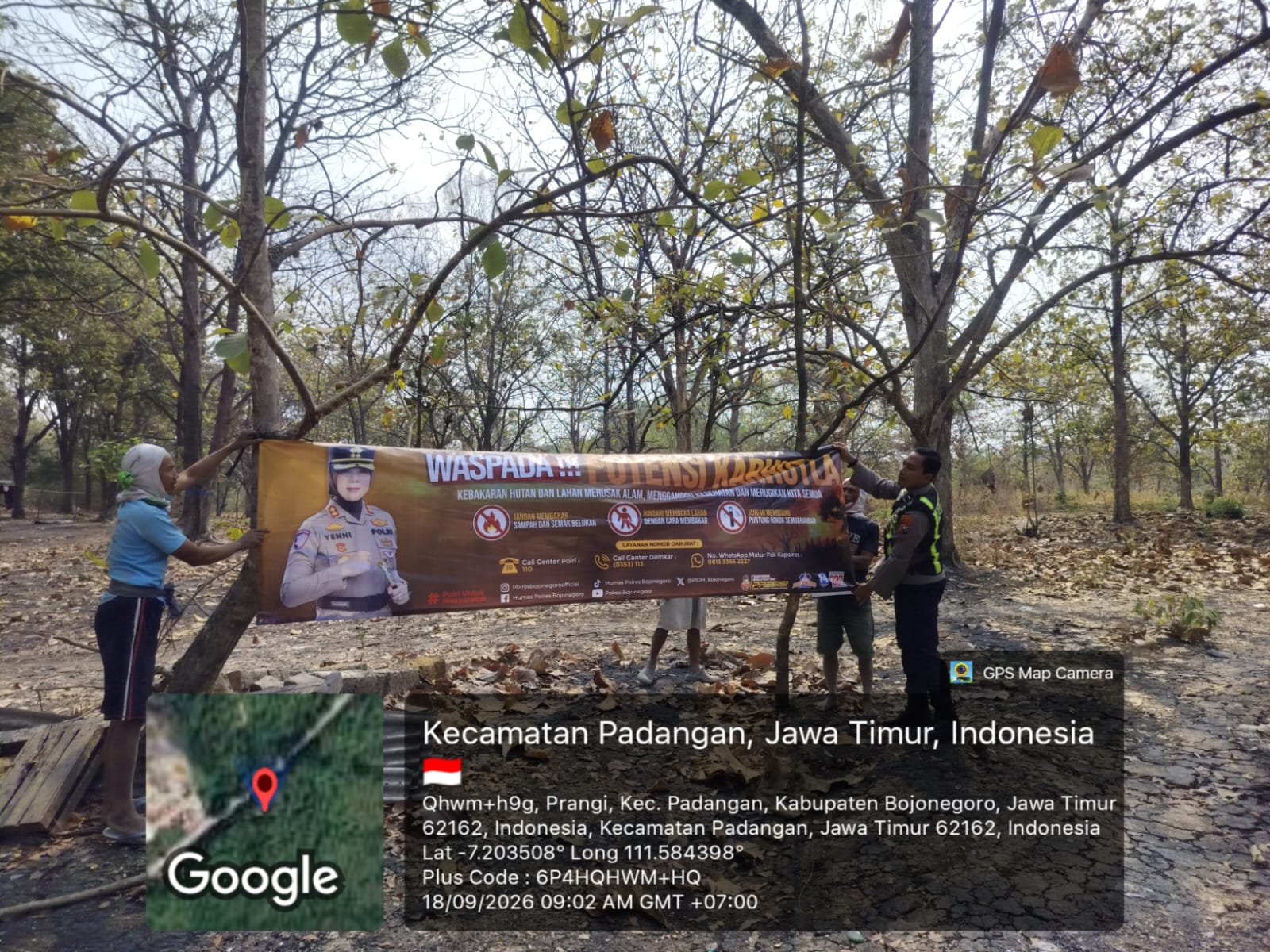 Cegak Karhutla, Polsek Padangan Pasang Spanduk Imbauan