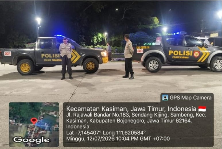 Jaga Situasi Kamtibmas di Wilayah Bojonegoro, Polsek Padangan Patroli Bersinggungan