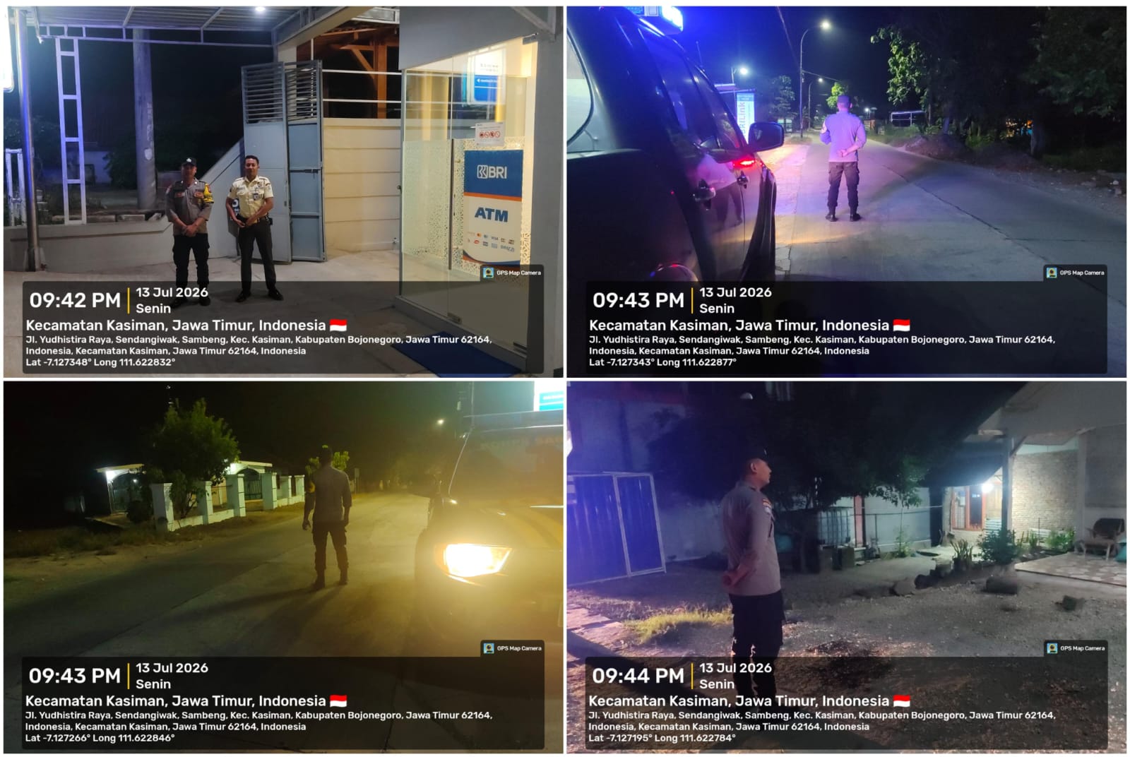 Antisipasi Tindak Kejahatan 3C, Polsek Kasiman Melaksanakan Patroli Malam