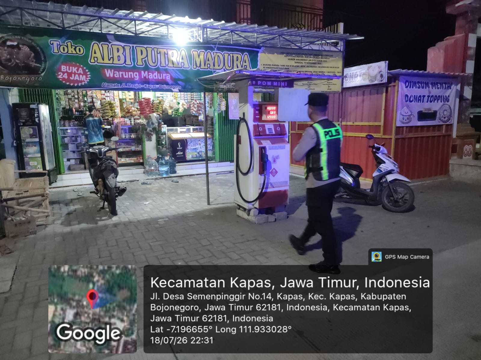 Polsek Kapas Gelar Patroli Pertokoan di Wilayah Kapas, Antisipasi Kejahatan 3C