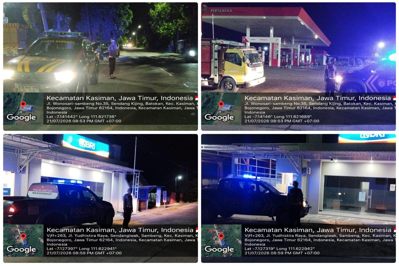 Antisipasi Perkelahian Antar Perguruan Silat dan Gangguan Kamtibmas, Polsek Kasiman Laksanakan Patroli Birukan Bojonegoro