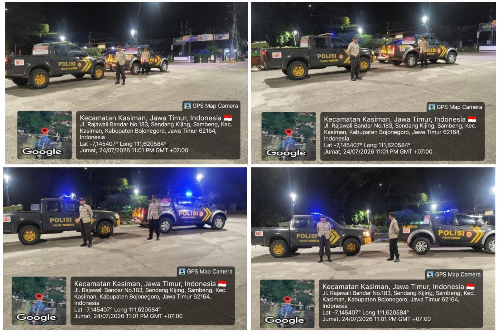 Polsek Kasiman Melaksanakan Patroli Bersinggungan Dengan Polsek Padangan