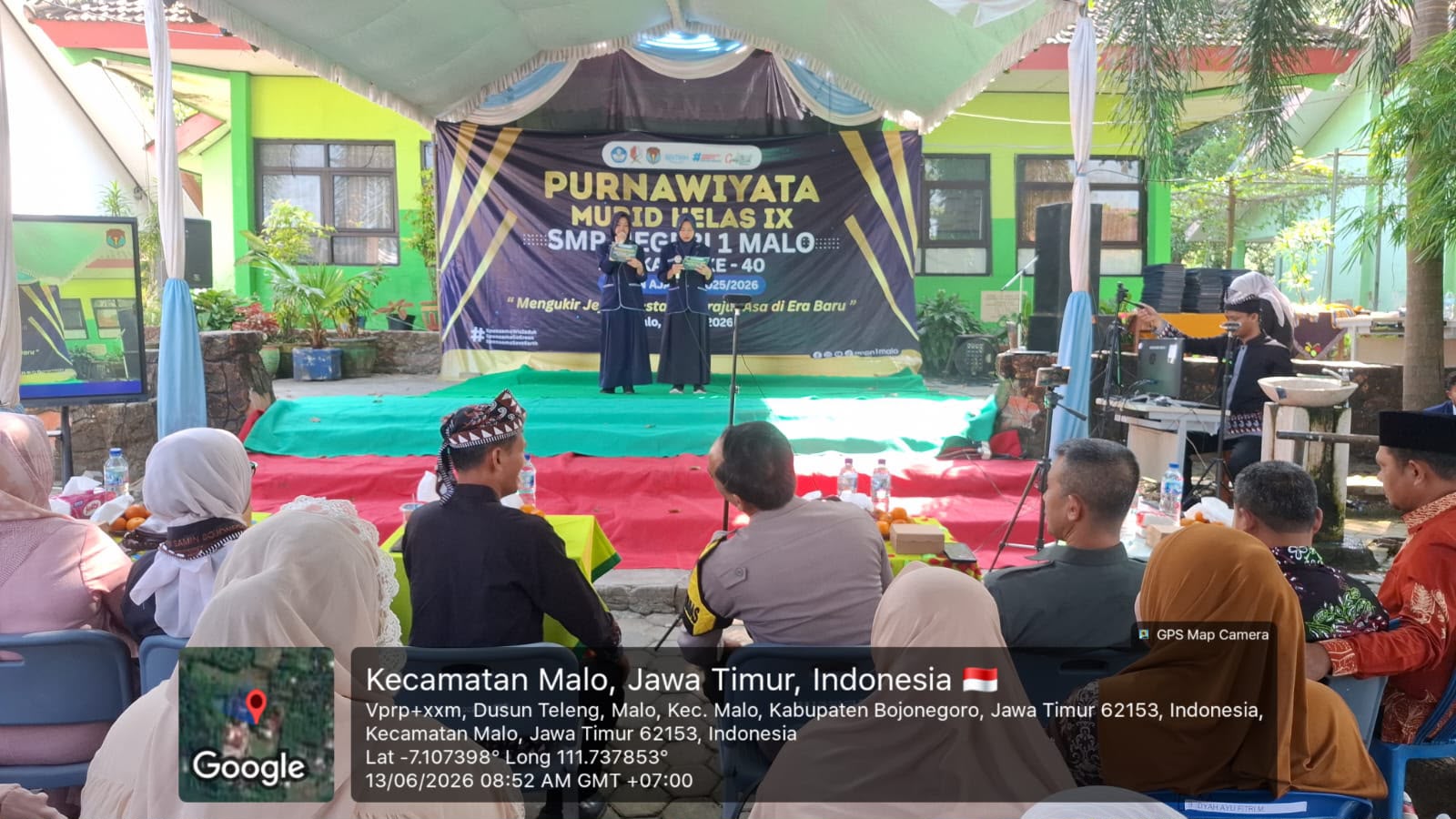 BHABINKAMTIBMAS DESA MALO HADIRI ACARA PURNAWIYATA SISWA KELAS IX SMPN 1 MALO