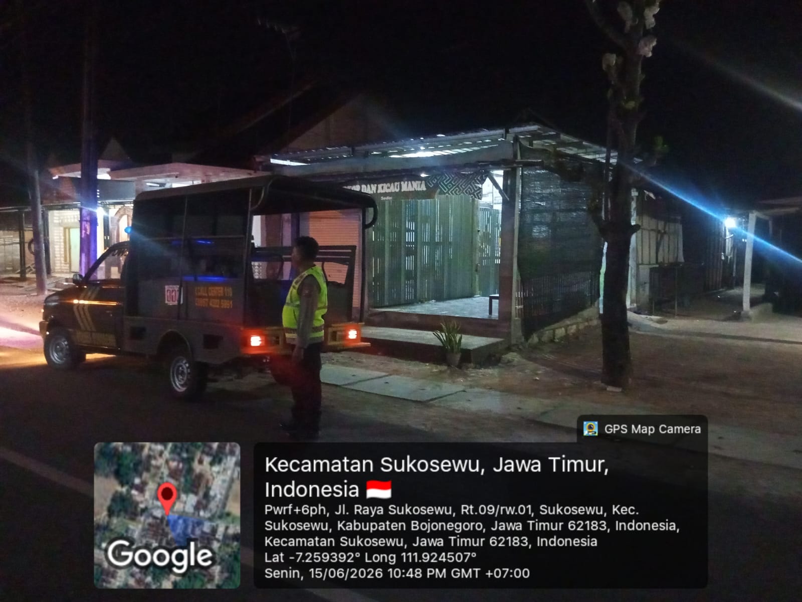 Piket jaga Polsek Sukosewu laksanakan Patroli Malam