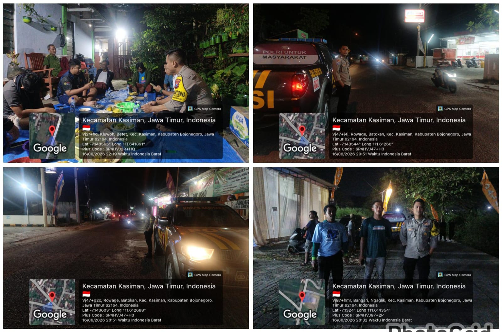 Antisipasi Tindak Kejahatan 3C, Polsek Kasiman Melaksanakan Patroli Malam