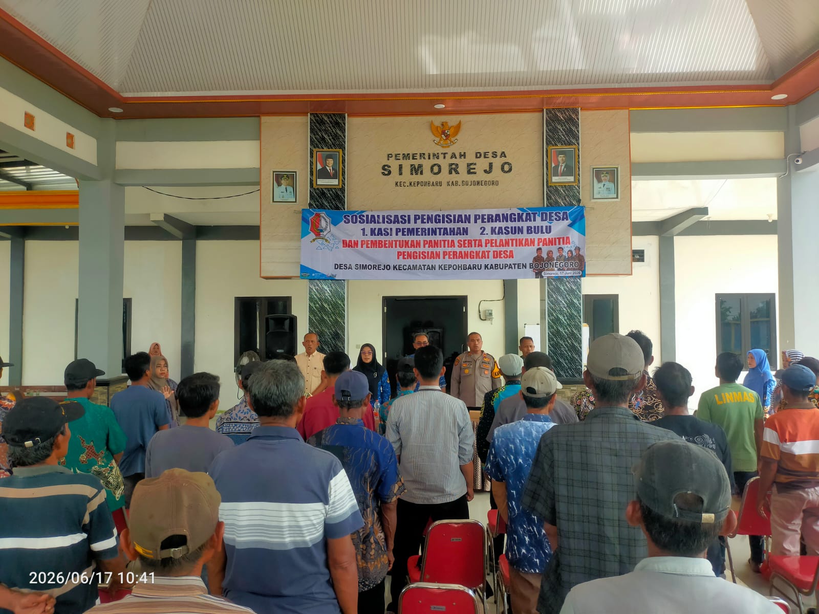 Polsek Kepohbaru Gelar Pengamanan Kegiatan Sosialisasi Pengisian Perangkat Desa Simorejo