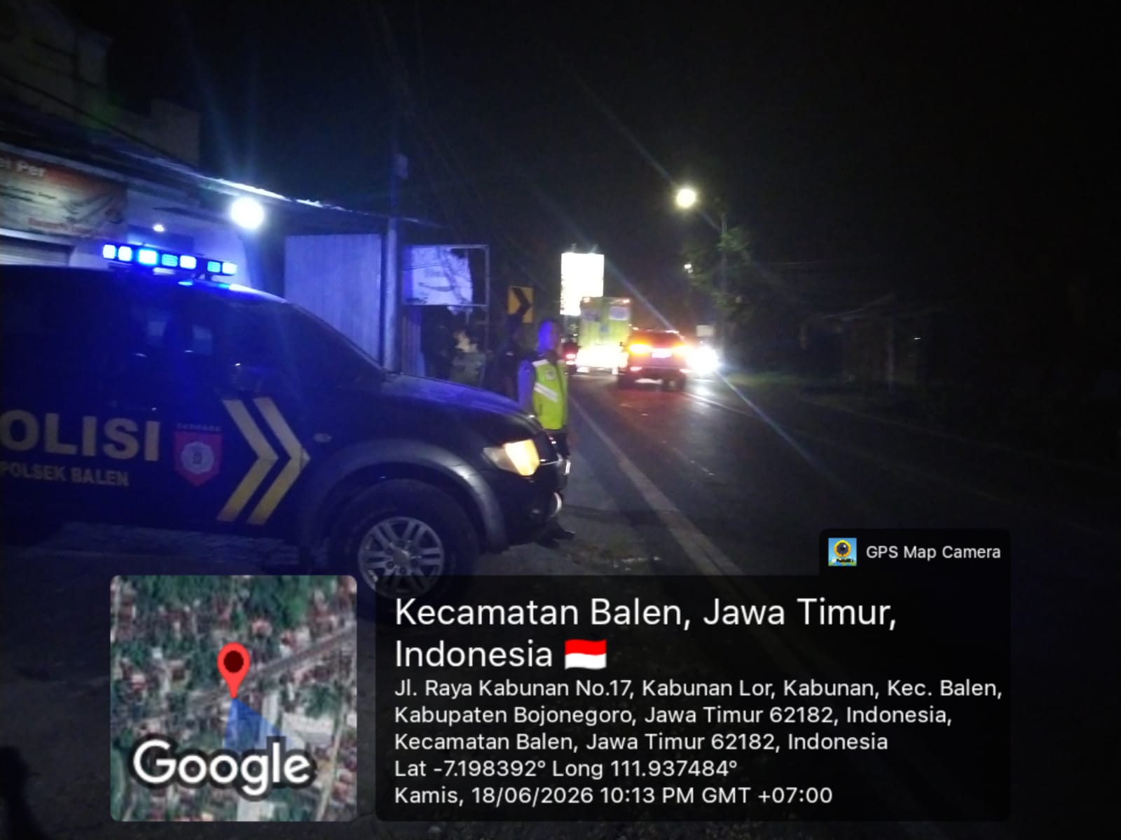 Polsek Balen laksanakan Patroli malam hari guna antisipasi kriminalitas