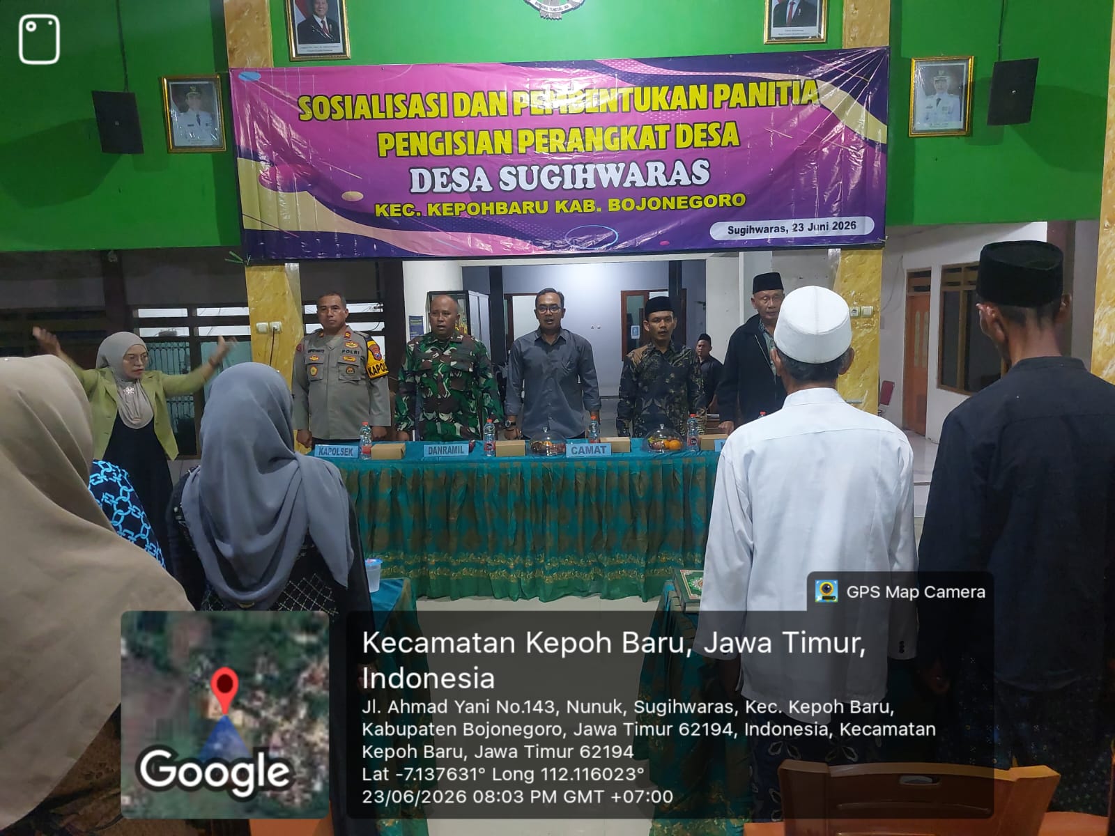 Bhabinkamtibmas Polsek Kepohbaru Hadiri Sosialisasi Pengisian Perangkat Desa Sugihwaras
