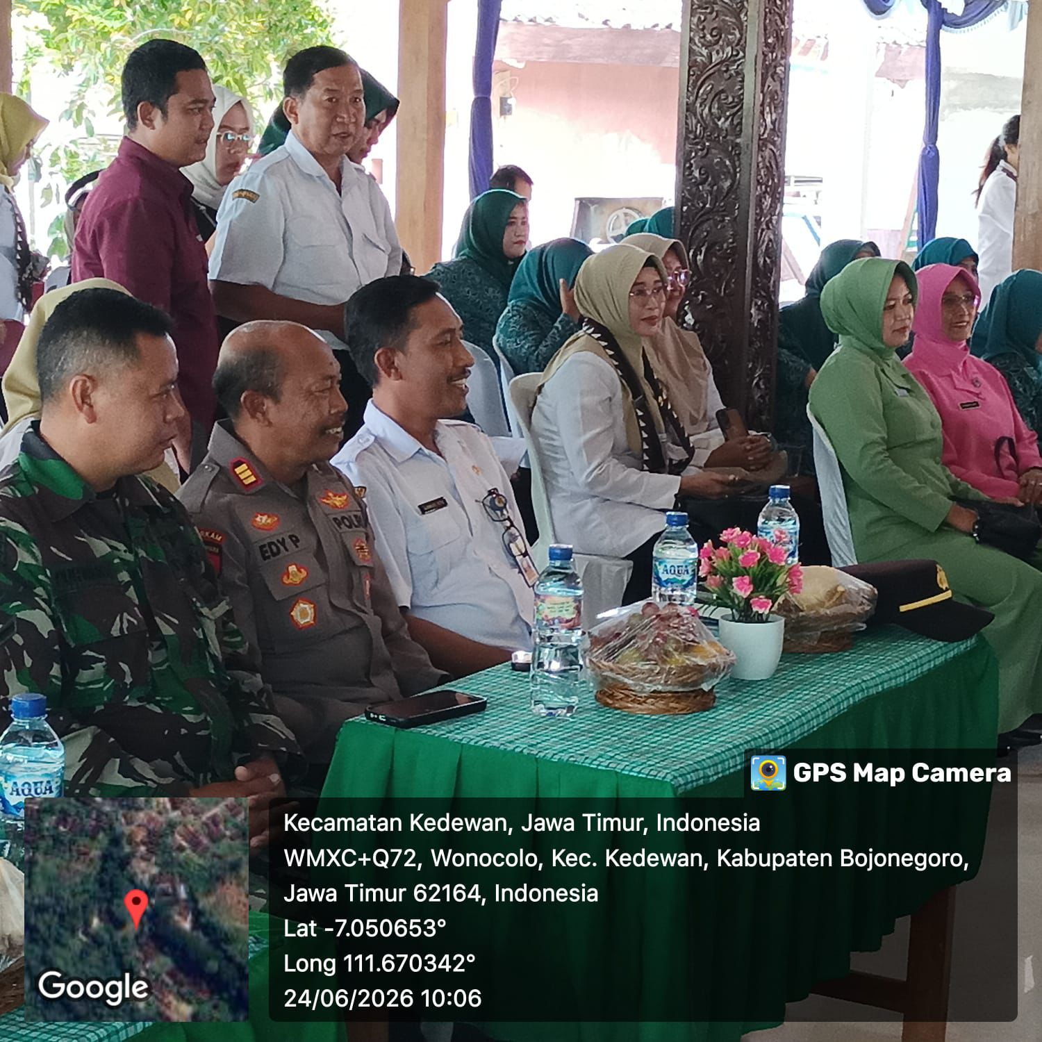 Kapolsek Kedewan Hadiri Kunjungan Kerja TP PKK Kabupaten Bojonegoro di Desa Wonocolo