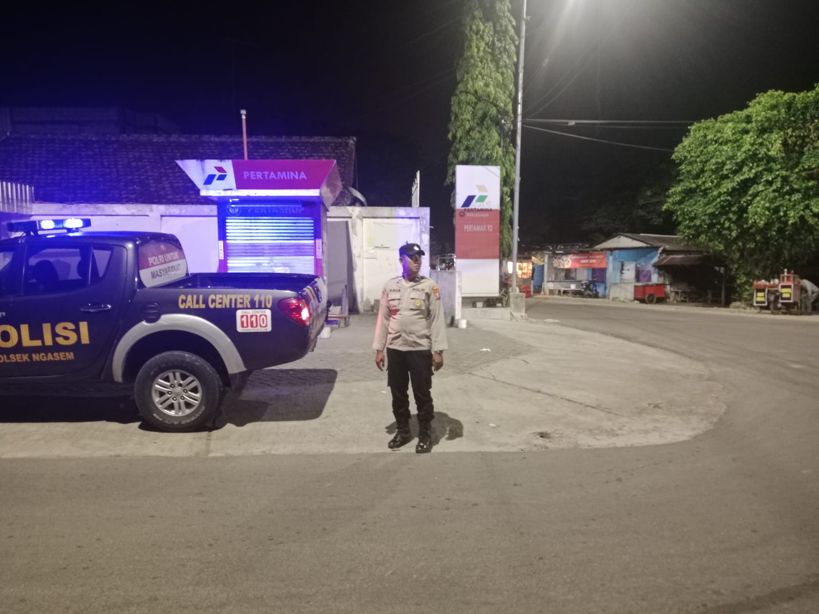 Antisipasi Gangguan Kamtibmas Polsek Ngasem Gelar Patroli Malam