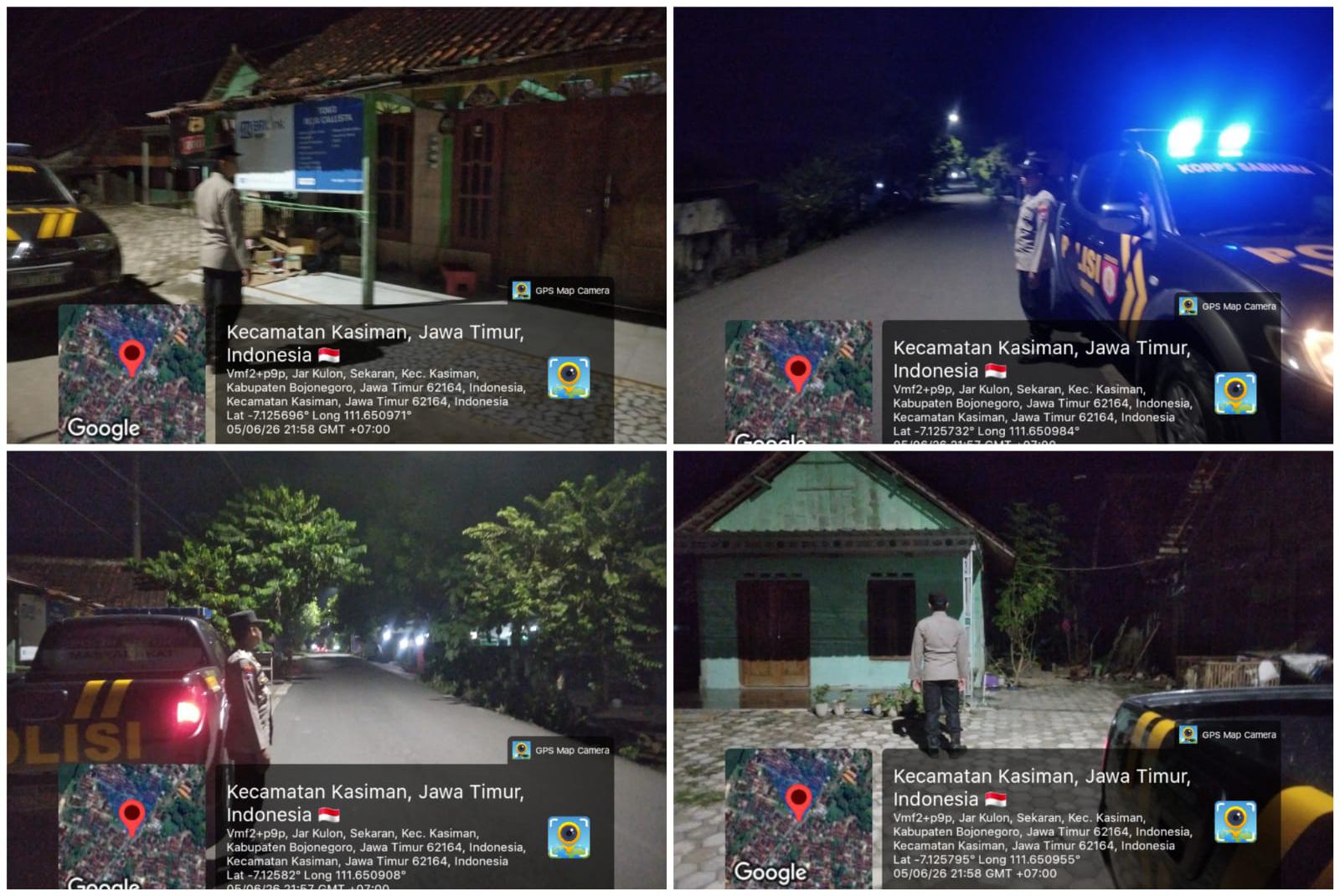 Antisipasi Tindak Kejahatan 3C, Polsek Kasiman Melaksanakan Patroli Malam